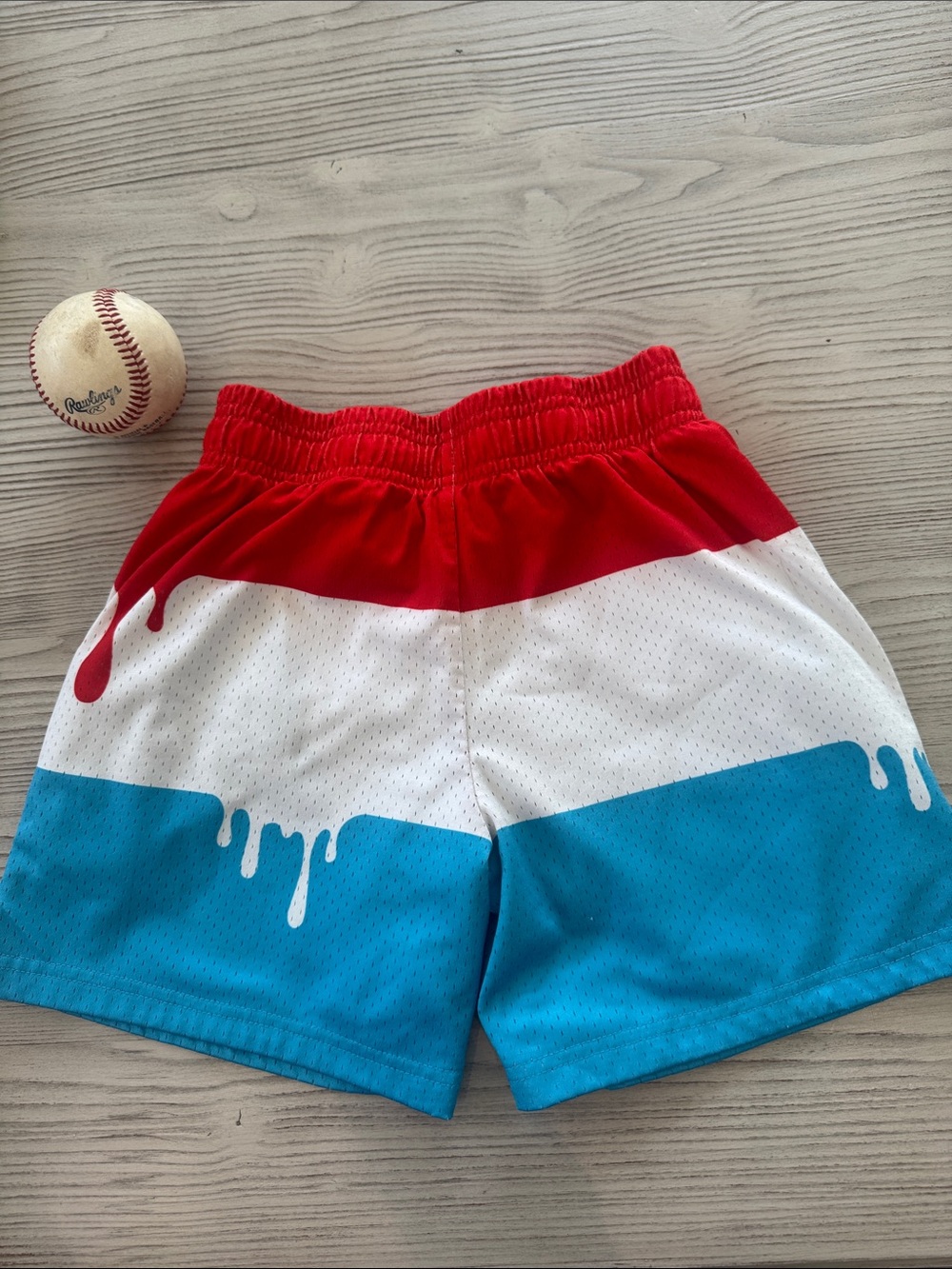 BL101 patriotic drip Red White and Blue Shorts - Picture 3 of 4